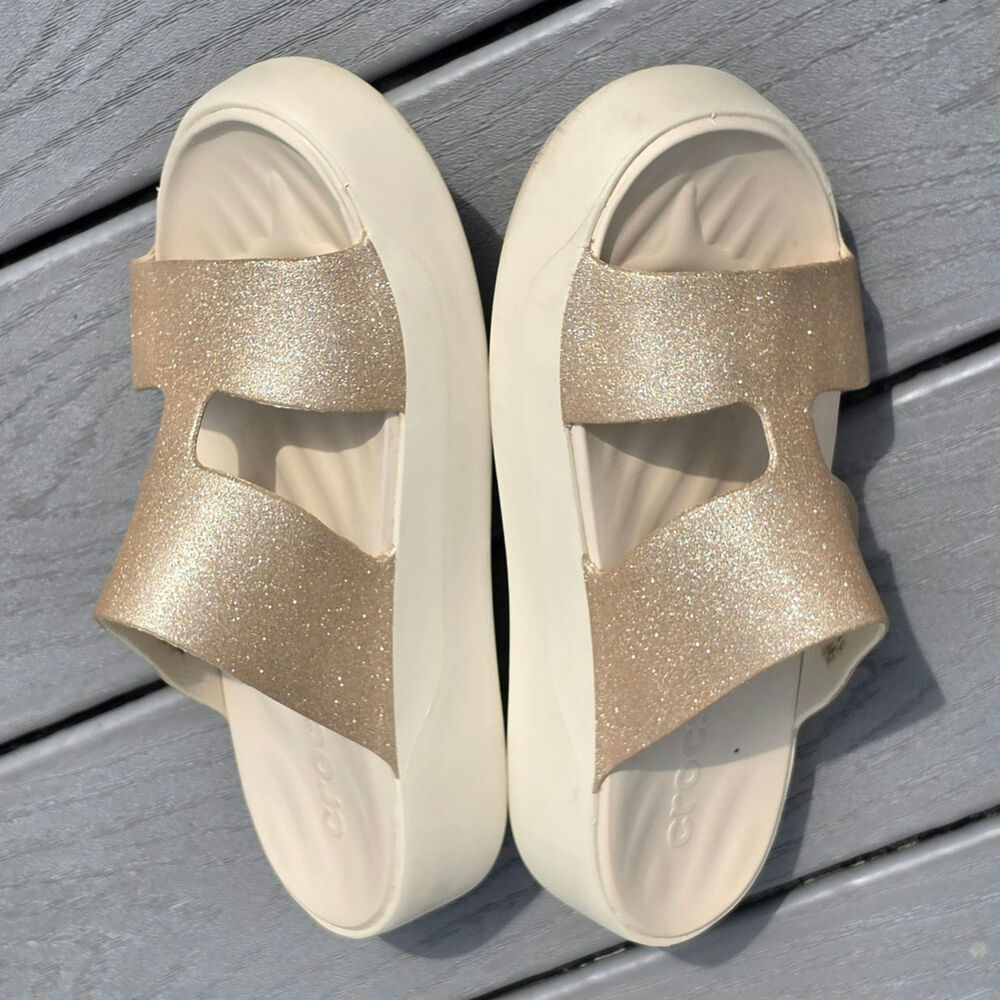 Crocs Women's Getaway Platform Glitter H-Strap Sandals, Size 9 - Picture 2 of 6